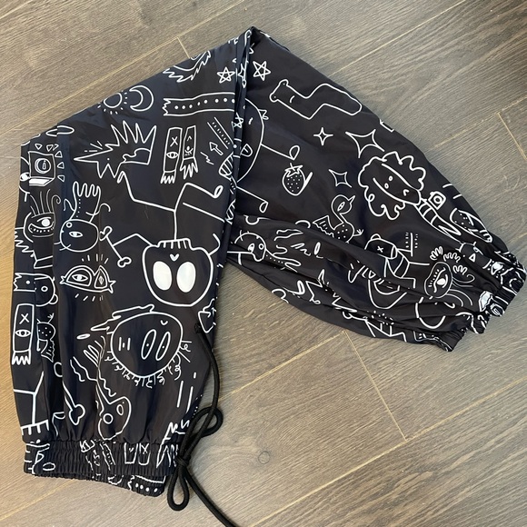 Black Graphic Jogger Pants - Picture 1 of 7